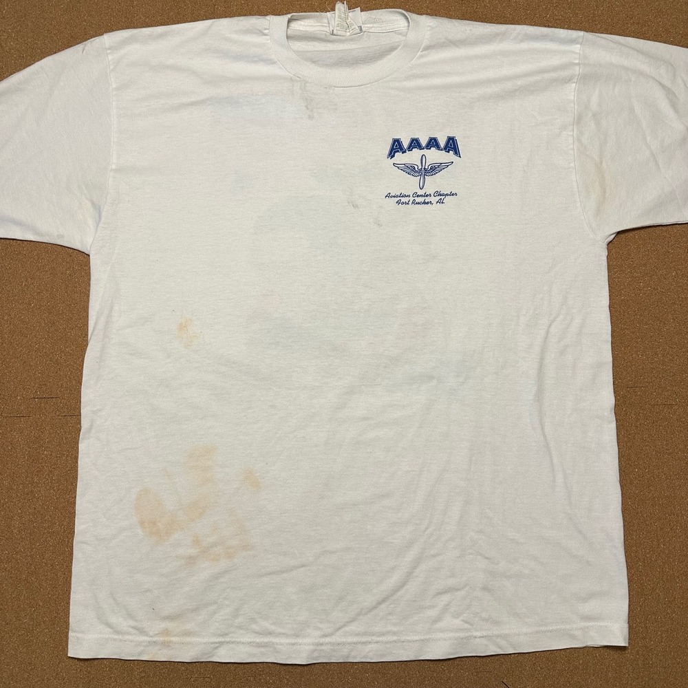 Jerzees T-Shirt Mens XL White Army Aviation Fort Rucker AL Vintage Graphic Tee